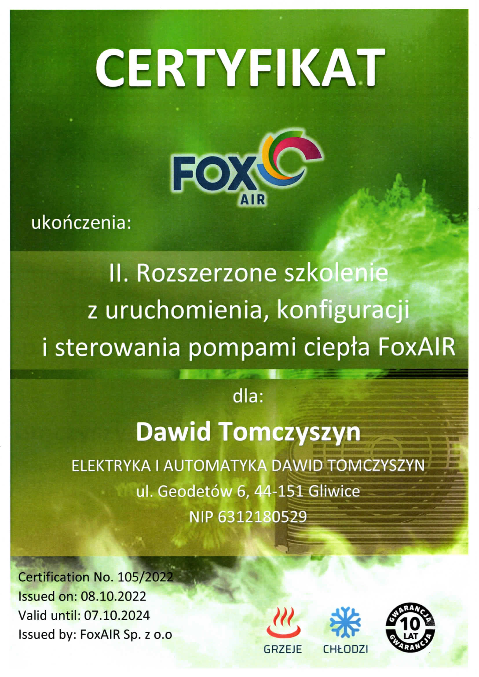 Certyfikat szkoleniowy 3