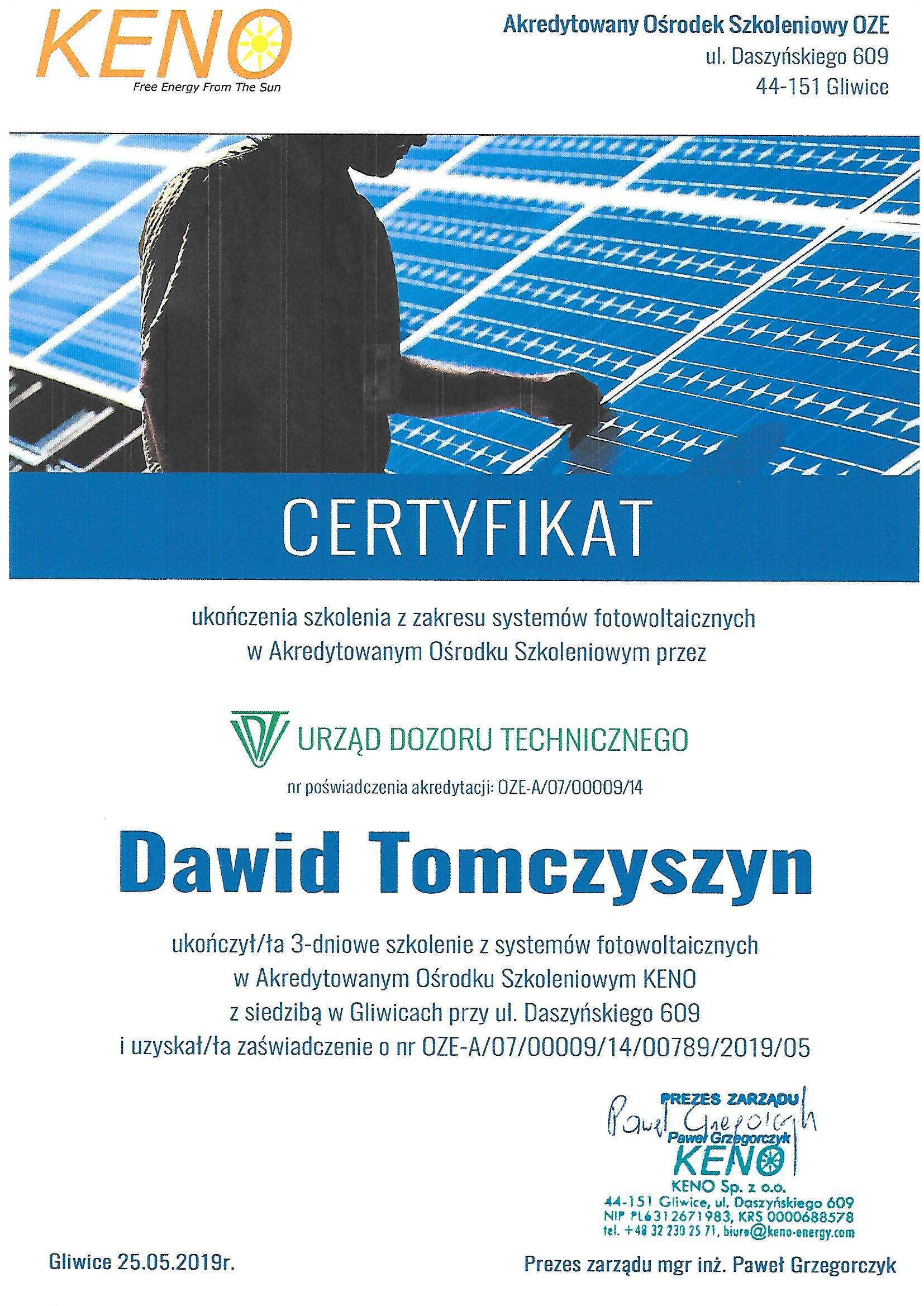 Certyfikat szkoleniowy 4