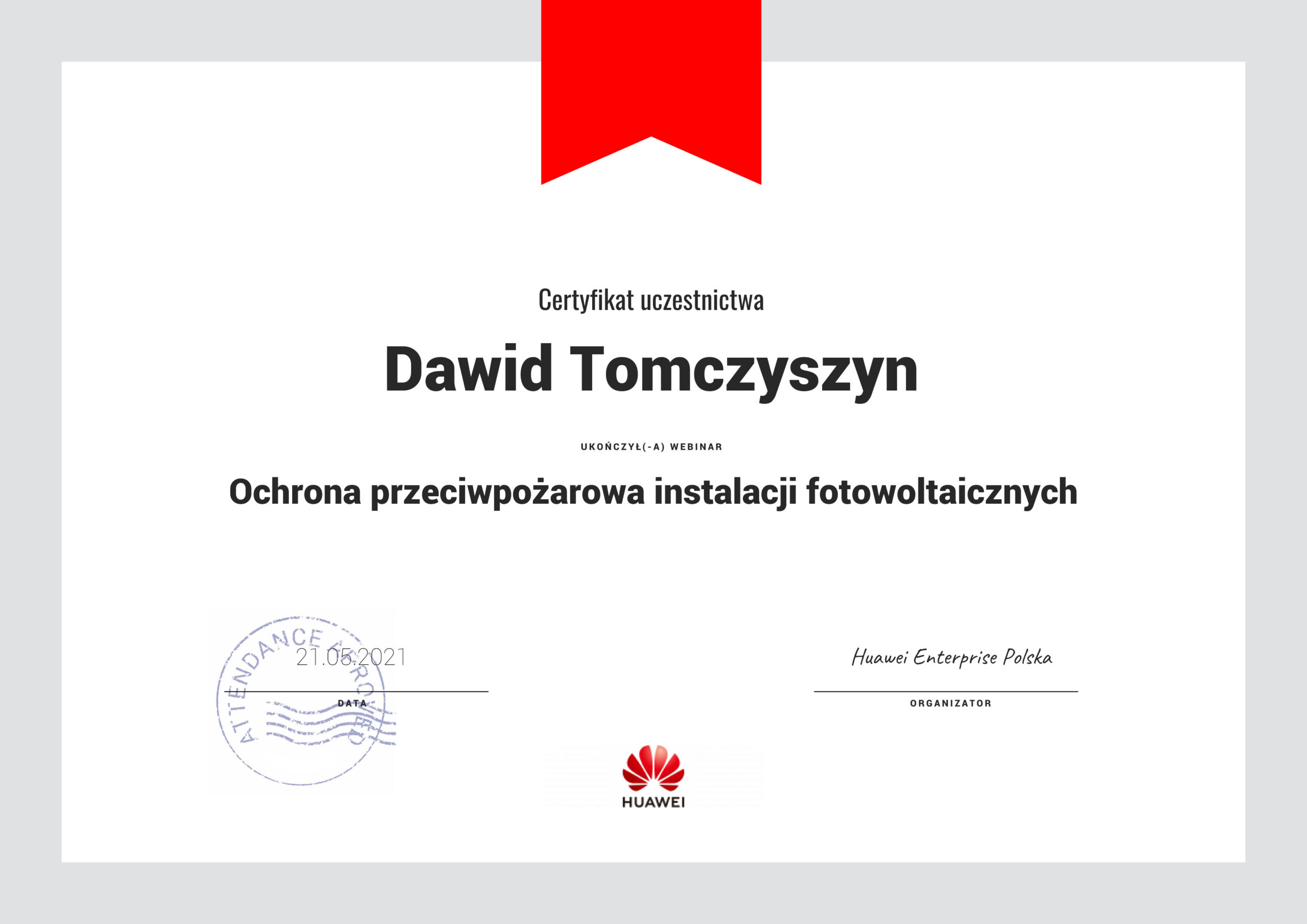 Certyfikat szkoleniowy 5